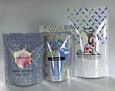 China Recycled Materials Custom Digital Printing PE Gravure Printing Plastic Zipper Pet Holographic Mylar Dog Food Packaging Bag for sale