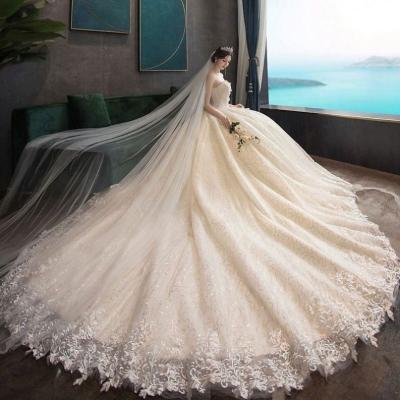 China Viable Wedding Dress Flower Breath Sheaths Long Champagne Ball Gown New Married Sweetheart Lace Wedding Dresses For Bride Lace Strapless for sale