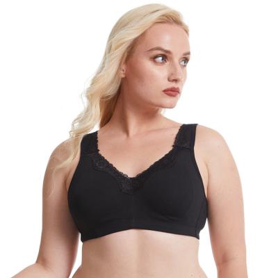 China Breathable boutique plus size cotton lace bra middle-aged plus size underwear bra for sale