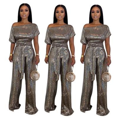 China New Sale Women Long Sleeve Sequin Overalls Women Warm QUICK DRY Club Belts Clothes Plus Size Sexy Plus Size Winter/Autumn Clothes for sale