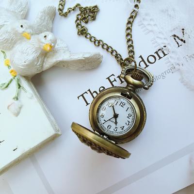 China Pocket Watch Fashion Stand Display Pocket Watch Women Steampunk Antique Bronze Pocket Watch WJ-1623 for sale