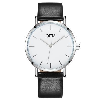 China WJ-6494 OEM Non-Specific Hot Casual Unisex Watch Small MOQ Add Your Logo Cheap Wristwatch Leather Strap Watch For Women Men for sale