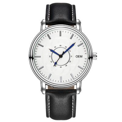 China WJ-8108 Popular Water Resistant Leather Strap Stainless Steel OEM Fashion Waterproof Back Business Men Watch for sale