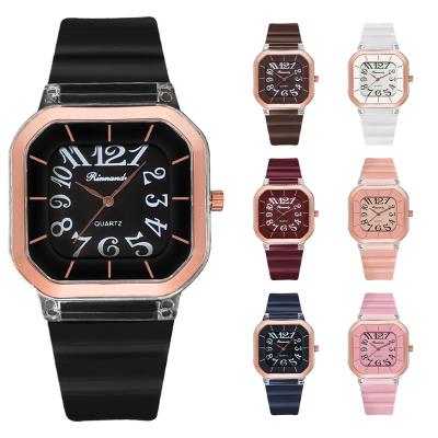 China WJ-10443 Factory New Fashion Silicone Non-Specific Safe Hot Selling Girl Watches Square Dial Couples Wristwatch Quartz Jelly Watch For Women for sale