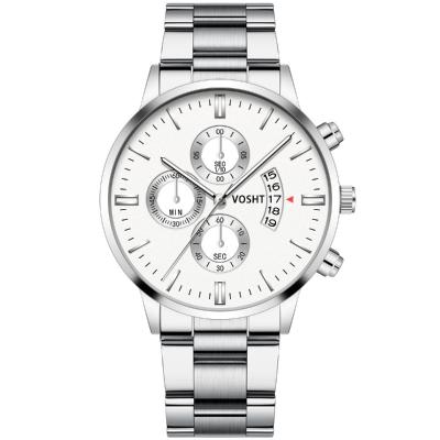 China Non-specific band men's stainless steel style Business WJ-9393 quartz watch calendar function man wristwatch for sale