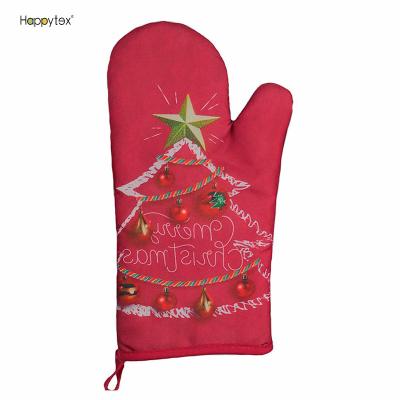 China High Quality Durable Heat Resistant Christmas Custom Design Oven Mitts and Potholders with Recycled Cotton for sale