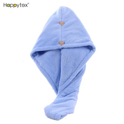 China Wholesale High Quality Microfiber Comfortable Fashionable Double Layer Hair Towel Safe For Kids Quick Dry With Custom Logo for sale