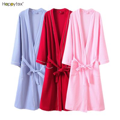 China Manufacturter QUICK DRY supply soft breathable textile waffle weave 100% cotton bathrobe for shower with custom logo for sale