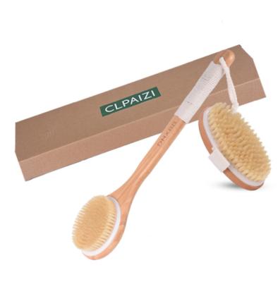 China Wholesale Long Handle Factory Vegan Sisal Bristle Wooden Handle Shower Dry Body Bath Brush for sale