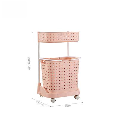 China Sustainable Multiple Color Bathroom Removable Mobile Laundry Basket Storage Bag Rack And Holder for sale