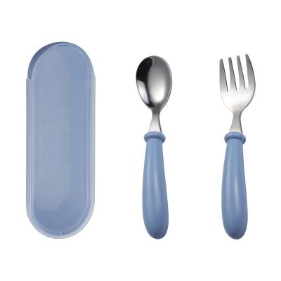 China Wholesale Viable Convenient, Compact and Practical Baby Stainless Steel Spoon and Fork Cutlery Set for sale