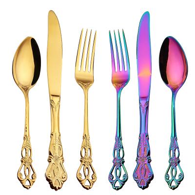 China Sustainable Factory Direct Sales 18 Stainless Steel 10 Cutlery Gold Flatware Set for sale