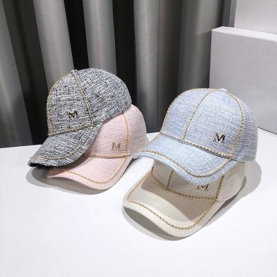 China 2023 New Letter M Rhinestone Spring Women's Travel All-match COMMON Outdoor Hats Baseball Caps Adjustable Hip Hop Fashion Shiny Hats for sale