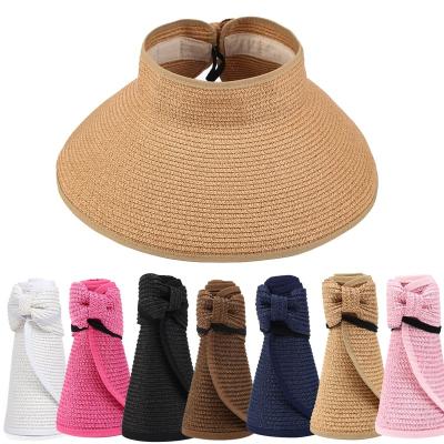 China 2023 New Women Summer Sun Visor Sun Hat Big Brim Beach Straw Hat Foldable Wide Brim Beach Hat Woman Lightweight UV Protection Hats for sale