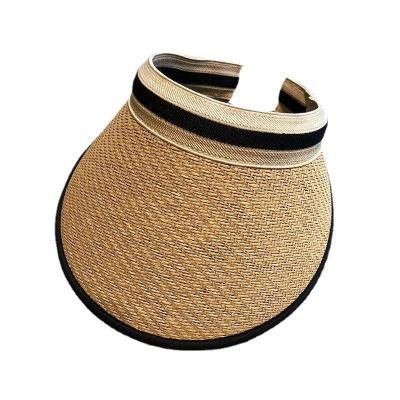 China Straw Hat Visors Beach Hat Lightweight Summer Outdoor Empty Top Hat For Women Sun Protection Ponytail Hat for sale