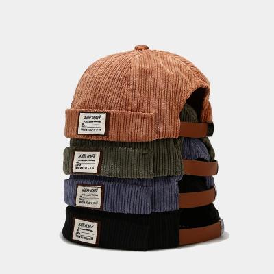 China NEW JOINT Custom Wholesale Fashionable Owner Unisex Cool Hat Street Hipster Bowler Skin Corduroy Hat Eavesless Young Dynamic Frame for sale