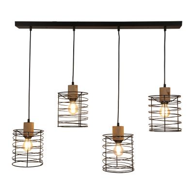 China Retro Style Metal Matte Black Pendant Light Kitchen Island 4 Heads Modern Nordic Birdcage Lampara Hanging Lamp for Decoration for sale