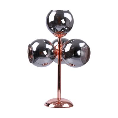 China Glass Ball Modern Modern Metal Wire Copper Red Copper Bed Side Led Home Decor Selling Living Room Table Lamp for sale