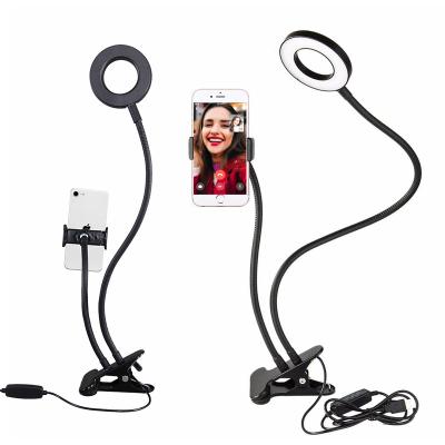 China Mini Manufacturer Wholesale Round Flexible Portable LED Selfie Phone Holder Ring Light For Live Streaming for sale