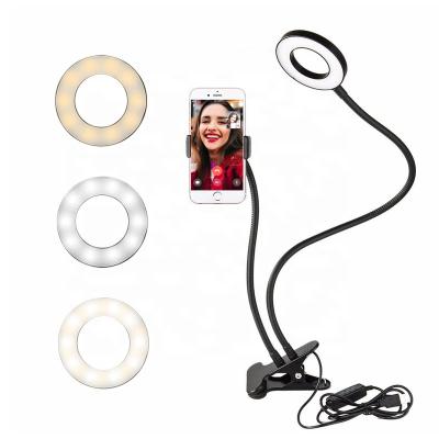 China Portable Mini New Design Led Ring Light With Phone Holder And Clip Selfie Ring Light For Live Stream Photography for sale