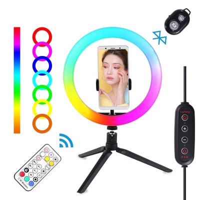 China 6 8 10 13 18inch Mini Studio RGB Led Visual Makeup Dimmable 2900-5700k Selfie Ring Light Lamp Kit for sale