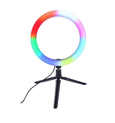 China Mini COLOR 10inch Fill Light Selfie Ring Light With Tripod Stand Live Stream Make Up Tiktok RGB LED Light for sale