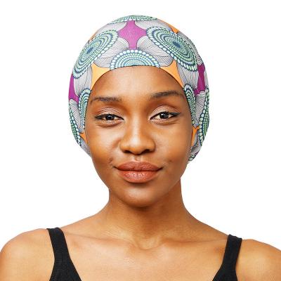 China Dual Image Women Slouchy Hat African Beanie Chemo Cap Satin Striped Layer for sale