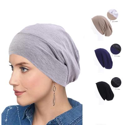 China Sleep Cancer Chemo Beanies Cap Hair Accessories Women's Satin Hat Modeal Linner Cotton Turban Hood Multifunctional Hair Cap for sale