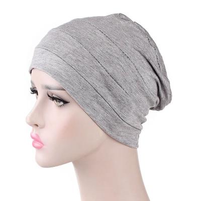 China DecorateÂ   Soft Muslim Hijab Female Wrap Head Hats Chemo Caps Beanie Bonnet Inner Women Print Cotton Turban Vintage Hijabs and Hats for sale