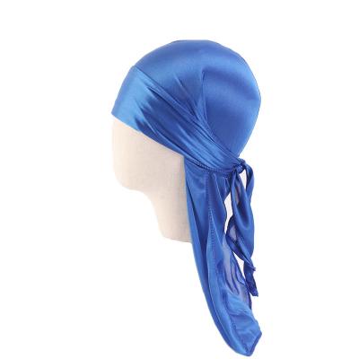 China Multifunctional Baby Silky Satin Durags With Long Tail And Straps Kids Wide Satin Durag Covers Child Headwraps for sale