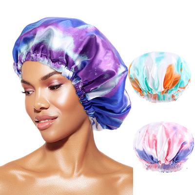 China Double Layer Waterproof Reusable Satin Hair Hood Covers EVA Waterproof Beauty Salon Spa Shower Caps For Women Hair Care for sale