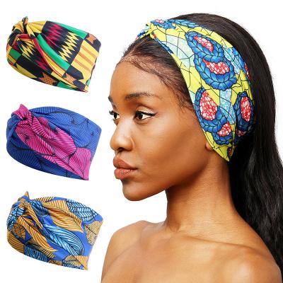 China Vintage Multifunctional Wide Knot New Flower Print Headbands Elastic Twist Turban Headwrap For Women Girls Soft Cotton Bandana Hair Accessories for sale