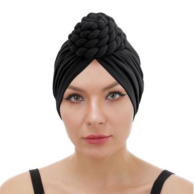 China Multifunctional Headwrap For Women Top Knot Turban Pleated Turbans Hat Soft Pre Tied Beanie Pleated Head Wraps for sale