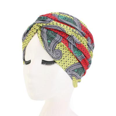 China 2019 New Fashion Cotton African Print Turban Twist Head Wrap Head Scarf Hijab for sale