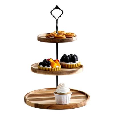 China Viable Wholesale Low Price Rustic Wooden 3 Tier Cake Stand for sale