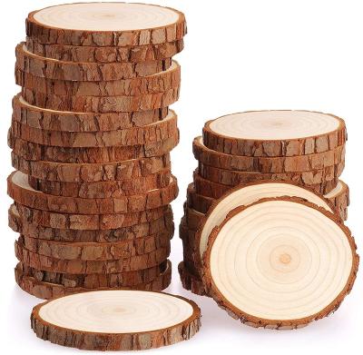 China Europe 20 Pcs Natural Wooden Slices 3.5-4 Inch Wooden Circles Opens Wooden Coaster Christmas Ornaments for sale