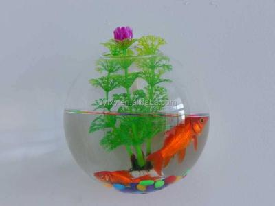 China Viable Wall Decor Clear Handmade Glass Aquarium With Flower Decoration for sale