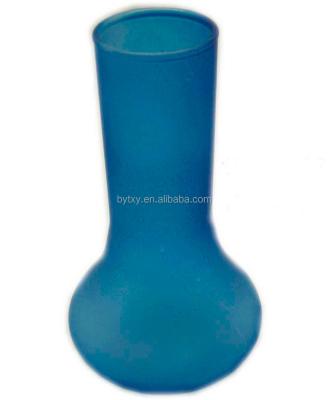 China Home Decoration Hand Made Hand Blown Frosted Blue Glass Vases for sale