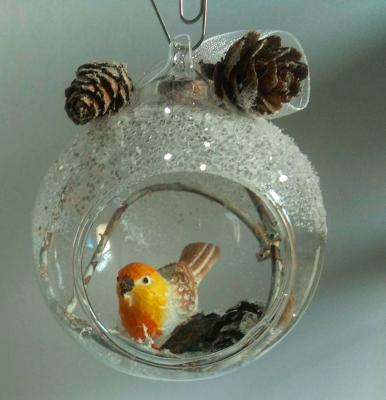 China China creative beautiful hanging craft opens glass ball with bird inside for sale