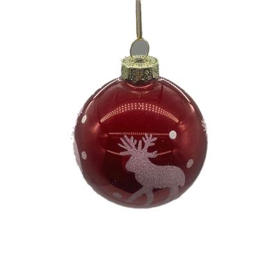 China Christmast Ornament Original Ball Decorations Beautiful Multicolor Christmas Glass Balls With Elks Pattern for sale