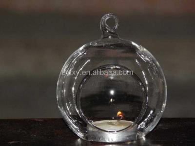 China Handcrafted Dispensers Cheap Price Pendant Clear Glass Ball Candle Holder for sale