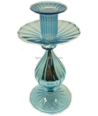 China Pretty Handcrafted Plated Colored Glass Candle Holder Home Decoration for sale