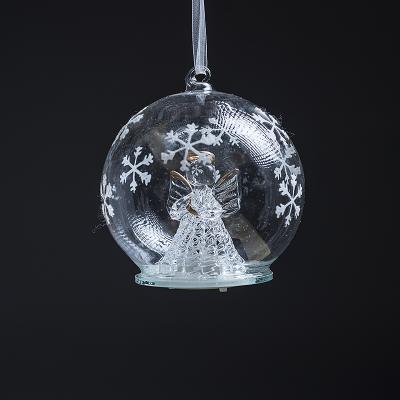 China Handmade Factory Customized Christmas Hanging Decorative Clear Glass Dome With Angel for sale