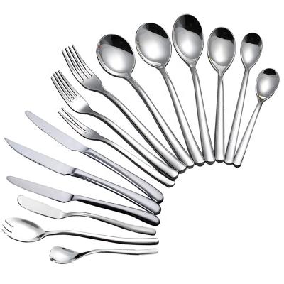 China Sustainable Silver Polish Moonlight Mirror Western Dinnerware Flatware Set Stainless Steel Cutlery for sale