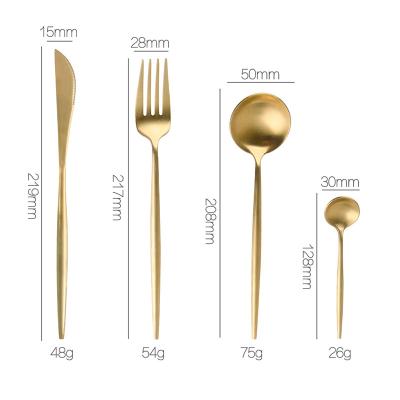 China Viable High Quality Matte Golden Cutlery Set 304 Stainless Steel Spoon Fork Knife for sale