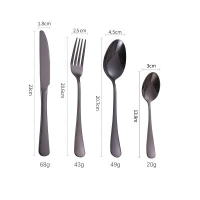 China Sustainable Amazon Hot Sale 4pcs Black Stainless Steel Cutlery Set for sale