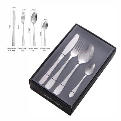 China 18/10 Stainless Steel Hotel/Restaurant Cutlery 16/24 PCS Flatware Sustainable Silver High Quality Whith Black Gift Box for sale