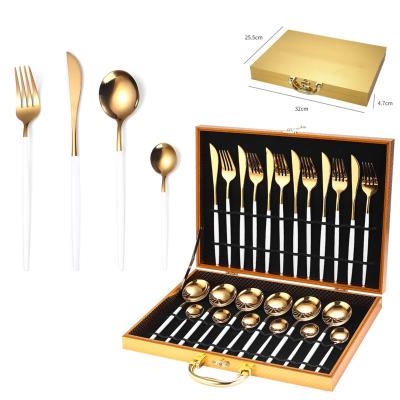 China 2020 Sustainable High Quality White Gold Flatware Set Two Tone Stainless Steel Cutlery For Wedding Event for sale