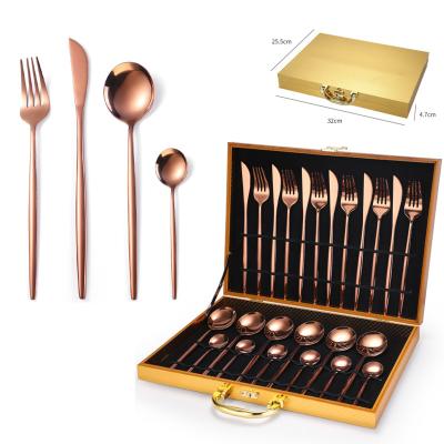 China Sustainable Rose Gold Cutlery 24PCS Stainless Steel Flatware Set Fork Spoon Knife Sets Cutery Set for sale