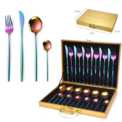 China Viable hot sale colorful stainless steel cutlery for wedding event restaurant knife spoon fork set for sale